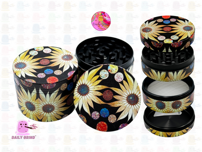 Colourful Mystical Planets & Stars Astrology - 50mm 4-Piece High Quality Custom Metal Kitchen Herb Grinder Gift Idea