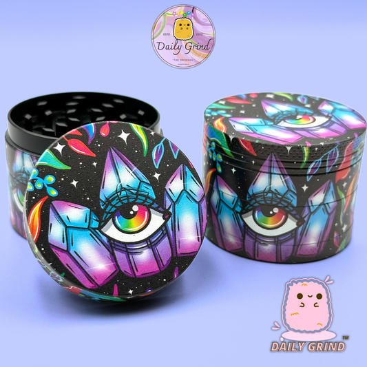 Crystal Eye Colourful - 50mm 4-Piece High Quality Custom Metal Tobacco Herb Grinder Gift Idea