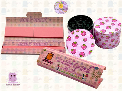 Kawaii Strawberries Cute Juicy Fruit - 50mm 4-Piece High Quality Custom Metal Tobacco Herb Grinder Gift Idea