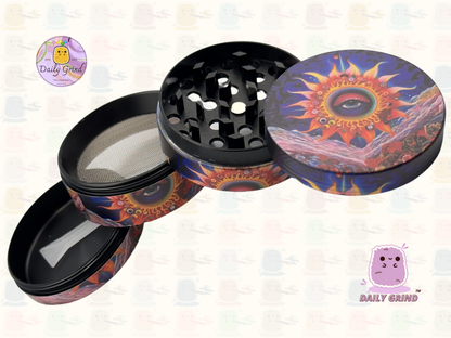 Motif Trippy coloré ondulé liquide Hallucination 50mm 4 pièces haute qualité personnalisé métal herbe broyeur cadeau 