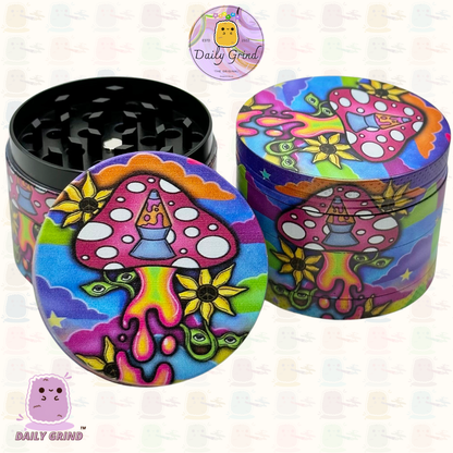 Lampe à lave mignonne champignon dessin animé Tie Dye Design-50mm 4 pièces broyeur d'herbes en métal de haute qualité cadeau 