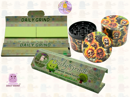Sunflower Skull Flowers - 50mm 4-Piece Premium Custom Metal Tobacco Herb Grinder Cute Gift Idea