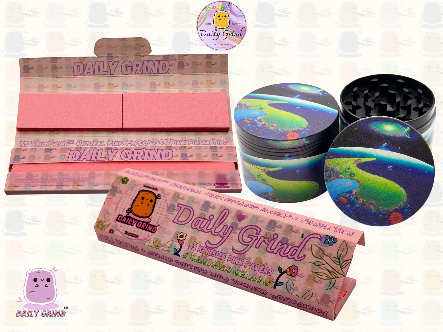 Motif Trippy coloré ondulé liquide Hallucination 50mm 4 pièces haute qualité personnalisé métal herbe broyeur cadeau 