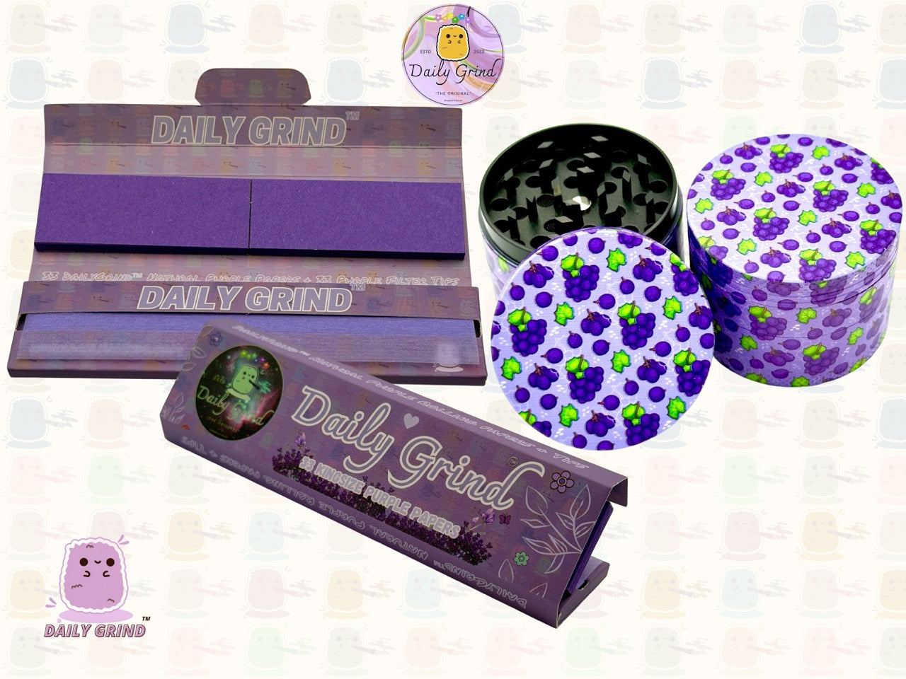 Purple Grape Fruit Candy Juicy - 50mm 4-Piece High Quality Metal Tobacco Herb Grinder Gift Idea