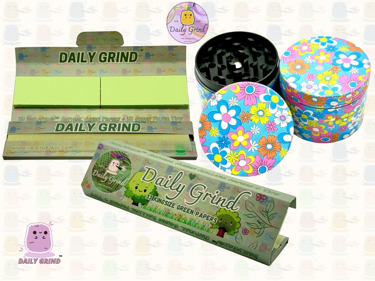 60's 70's Flower Floral Cute Pattern Beau design coloré - 50mm 4 pièces de haute qualité personnalisé métal herbe broyeur filles cadeau 