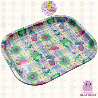 Cute Green Frog Pattern - 14x18cm Metal Tray Surface for Bits & Pieces Trinkets Gift