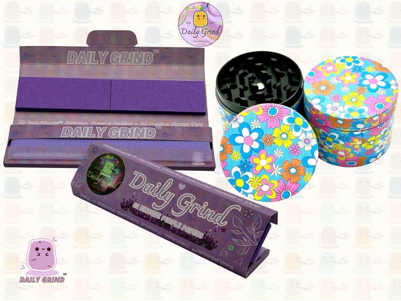60's 70's Flower Floral Cute Pattern Beau design coloré - 50mm 4 pièces de haute qualité personnalisé métal herbe broyeur filles cadeau 