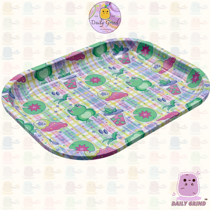 Cute Green Frog Pattern - 14x18cm Metal Tray Surface for Bits & Pieces Trinkets Gift