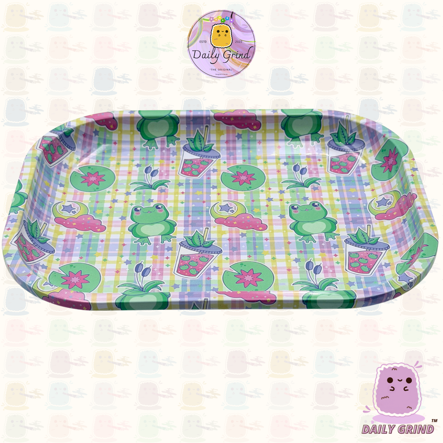 Cute Green Frog Pattern - 14x18cm Metal Tray Surface for Bits & Pieces Trinkets Gift