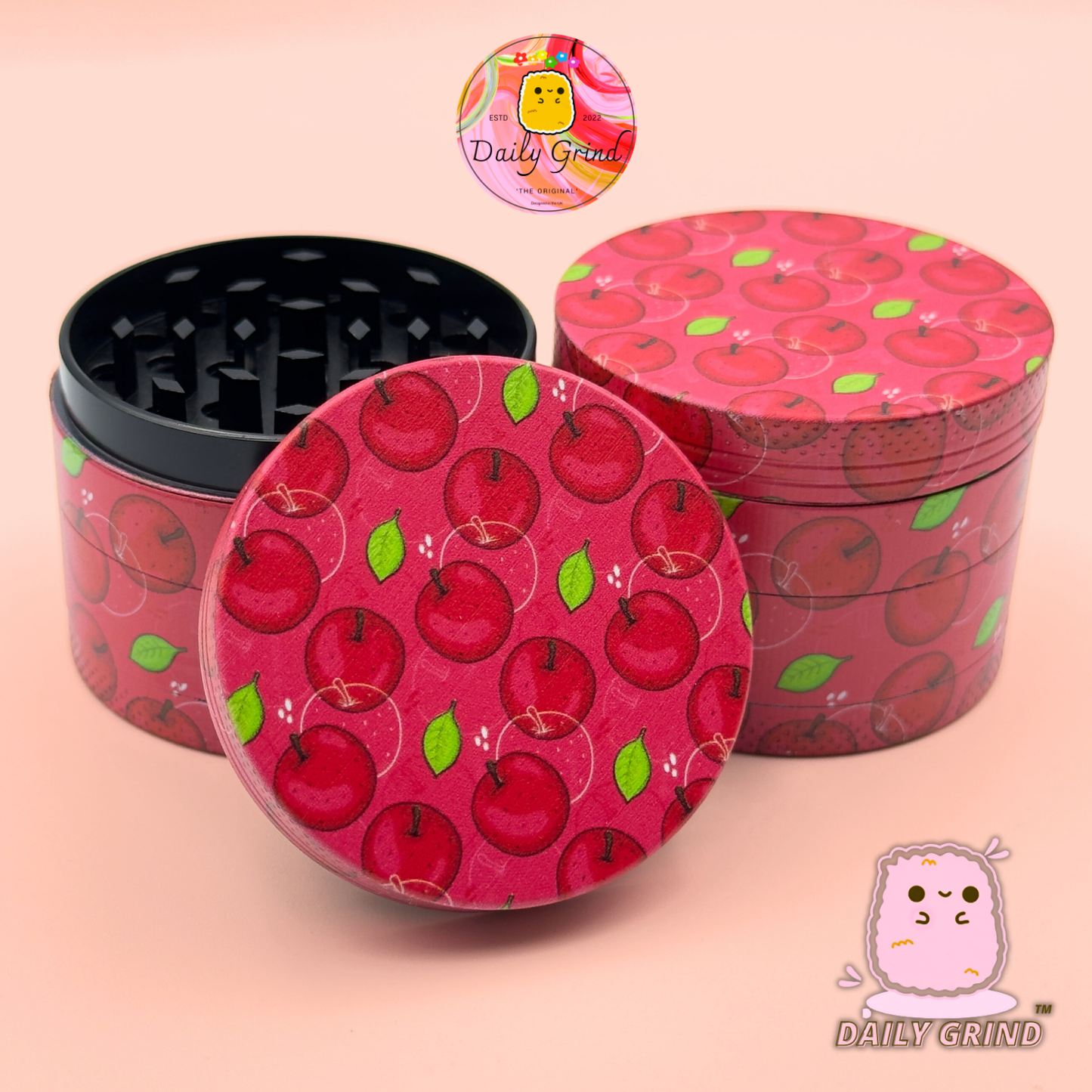 Red Apple Juicy Fruit Candy  - 50mm 4-Piece High Quality Custom Metal Tobacco Herb Grinder Gift Idea