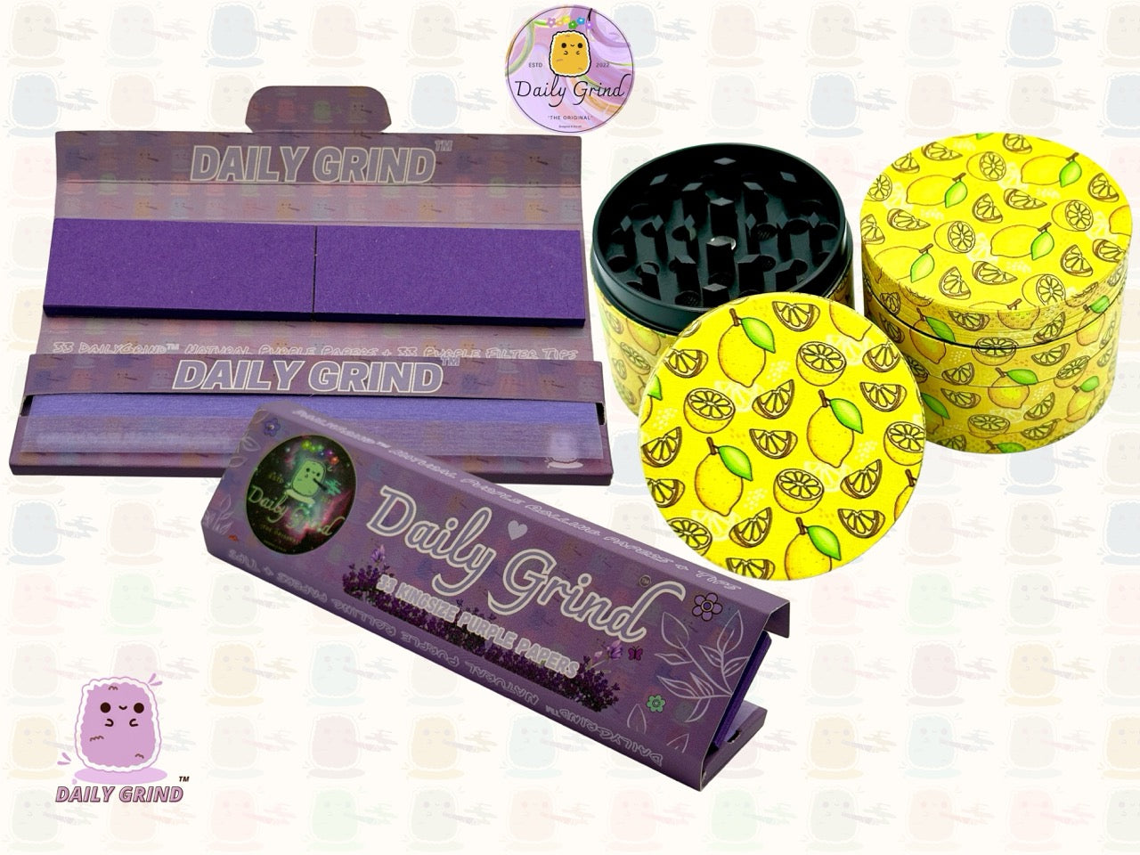 Juicy Lemon Slices Fruit Candy Yellow - 50mm 4-Piece High Quality Custom Metal Tobacco Herb Grinder Gift Idea