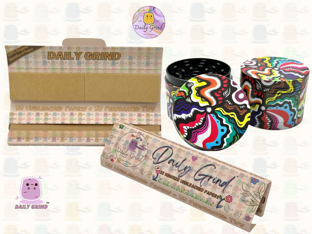 Motif Trippy coloré ondulé liquide Hallucination 50mm 4 pièces haute qualité personnalisé métal herbe broyeur cadeau 