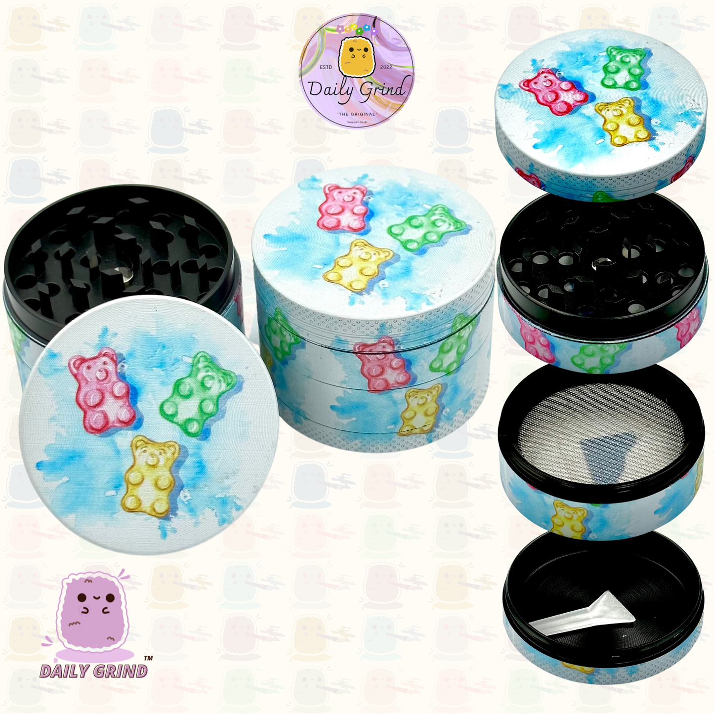 Gummy Bear Sweet Candy Cute - 50mm 4-Piece High Quality Custom Metal Tobacco Herb Grinder Gift Idea