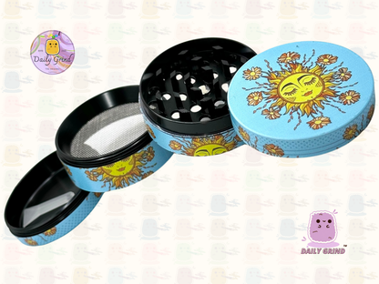 50mm Mignon Soleil et Fleur Joyeux Tournesol Énergie Calme - 4 parties Broyeur d'herbes en métal de haute qualité Cadeau 