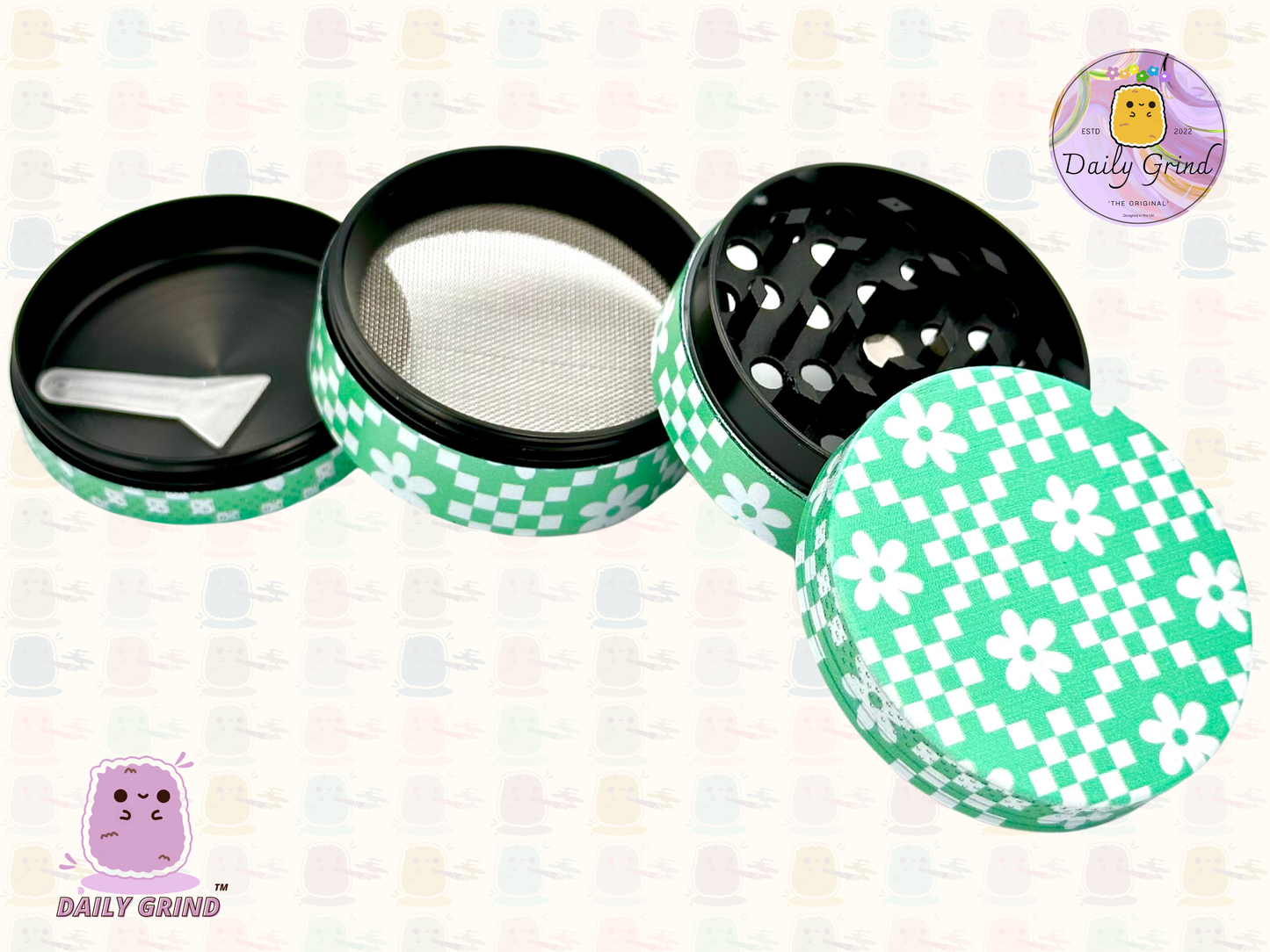 Green Flower Monogram Vintage - 50mm 4-Piece High Quality Custom Metal Tobacco Herb Grinder Gift Idea