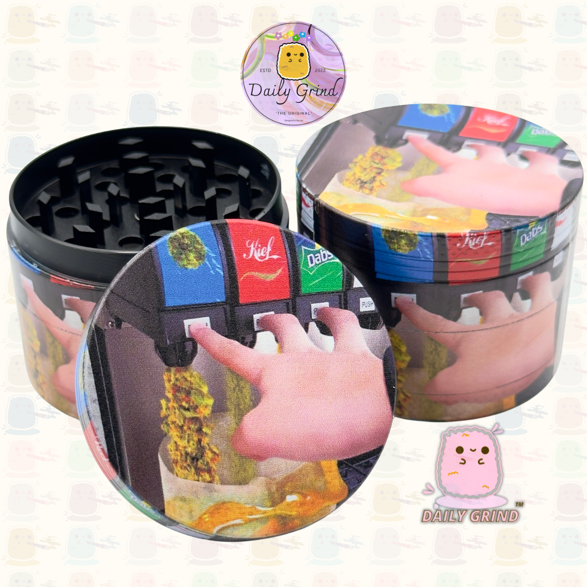 Motif Trippy coloré ondulé liquide Hallucination 50mm 4 pièces haute qualité personnalisé métal herbe broyeur cadeau 