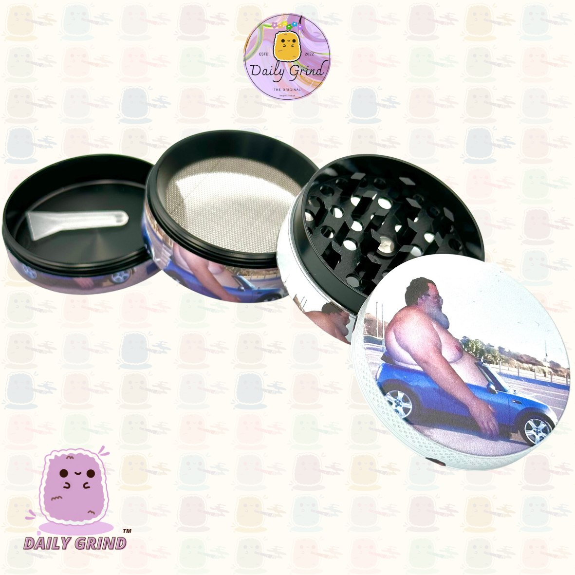Papa Bod dans un Drop Top Mini 50mm 4 pièces de haute qualité personnalisé broyeur d'herbes en métal cadeau 