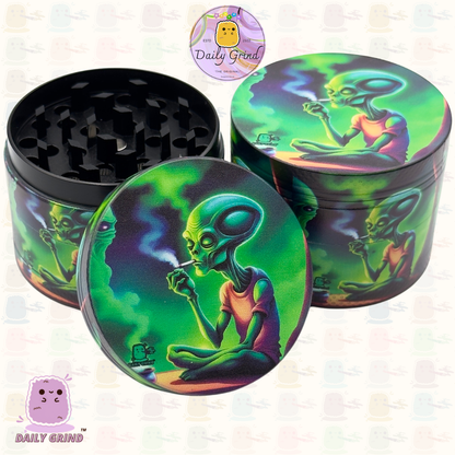 Motif Trippy coloré ondulé liquide Hallucination 50mm 4 pièces haute qualité personnalisé métal herbe broyeur cadeau 