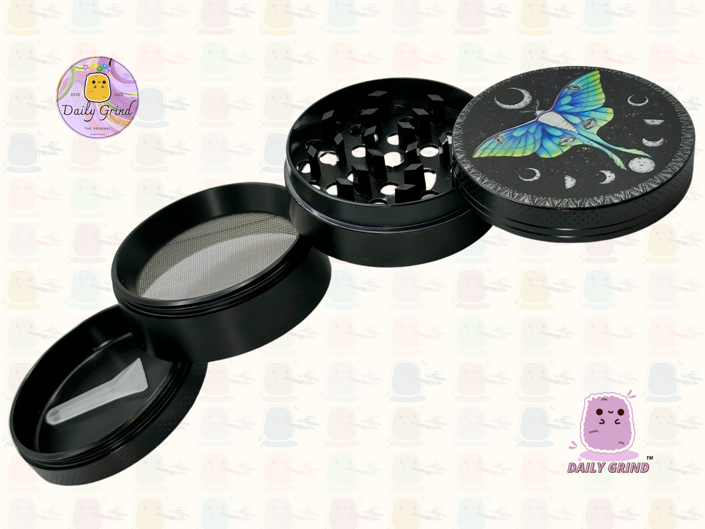 Beau papillon + cycles de lune lunaire Beau papillon nature spirituelle - 50mm 4 pièces de haute qualité personnalisé métal herbe broyeur cadeau 