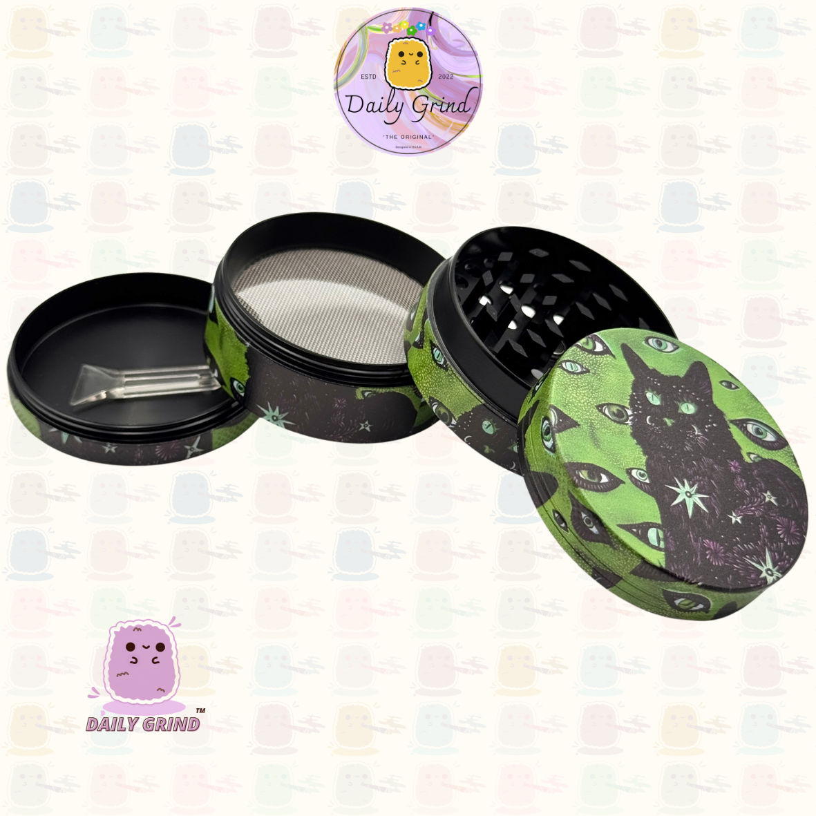 Mignon œil de cristal coloré Trippy 50mm 4 pièces de haute qualité personnalisé broyeur d'herbes en métal cadeau 