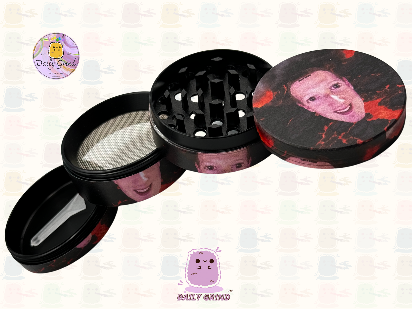 Motif Trippy coloré ondulé liquide Hallucination 50mm 4 pièces haute qualité personnalisé métal herbe broyeur cadeau 