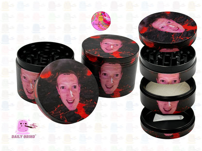 Hellscape with a Floating Happy Mark Face - 50mm Premium 4-Piece Custom Metal Kitchen Herb Grinder Gift Idea