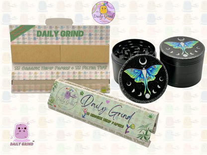 Beau papillon + cycles de lune lunaire Beau papillon nature spirituelle - 50mm 4 pièces de haute qualité personnalisé métal herbe broyeur cadeau 