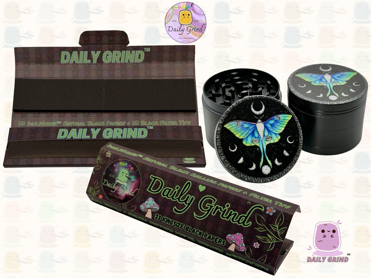 Beau papillon + cycles de lune lunaire Beau papillon nature spirituelle - 50mm 4 pièces de haute qualité personnalisé métal herbe broyeur cadeau 