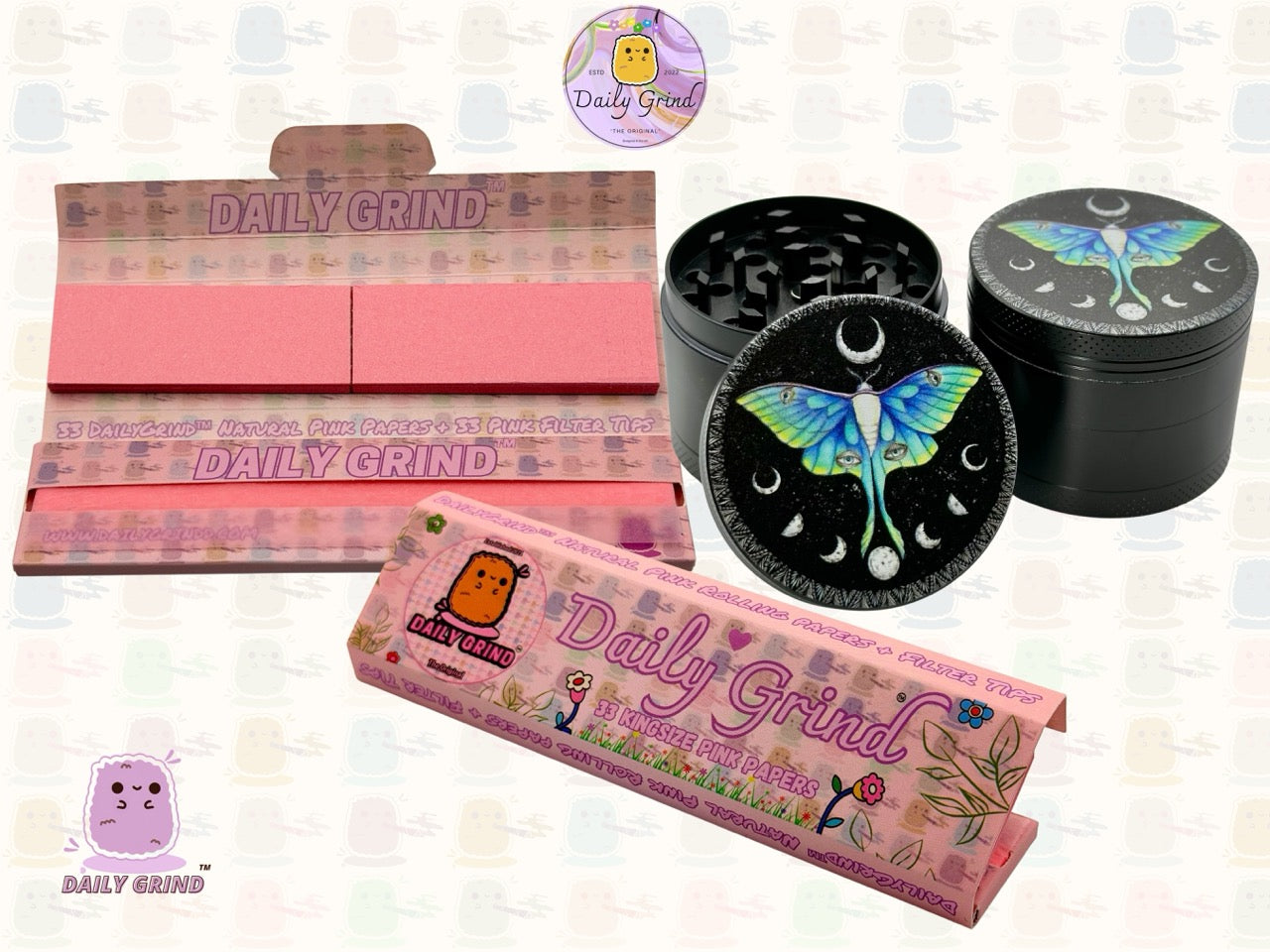 Beau papillon + cycles de lune lunaire Beau papillon nature spirituelle - 50mm 4 pièces de haute qualité personnalisé métal herbe broyeur cadeau 