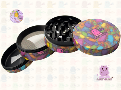 Motif Trippy coloré ondulé liquide Hallucination 50mm 4 pièces haute qualité personnalisé métal herbe broyeur cadeau 