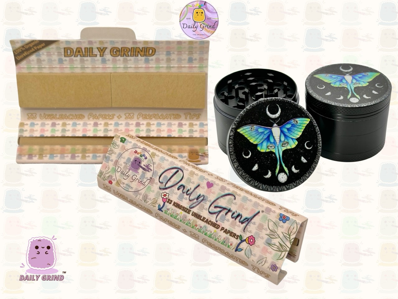 Beau papillon + cycles de lune lunaire Beau papillon nature spirituelle - 50mm 4 pièces de haute qualité personnalisé métal herbe broyeur cadeau 