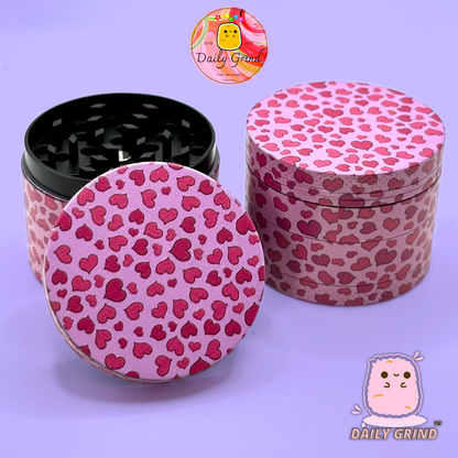 Pink Love Hearts Cute Girly - 50mm 4-Piece High Quality Metal Tobacco Herb Grinder Gift Idea
