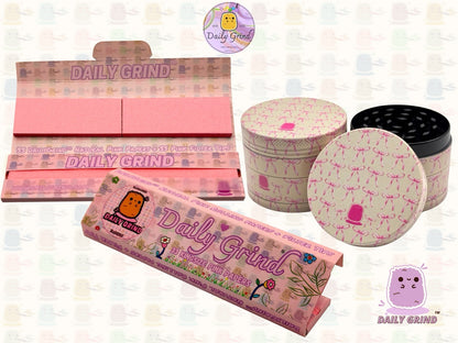 Cute Pink Bows - 50mm Premium 4-Piece Custom Metal Tobacco Herb Grinder Cute Gift
