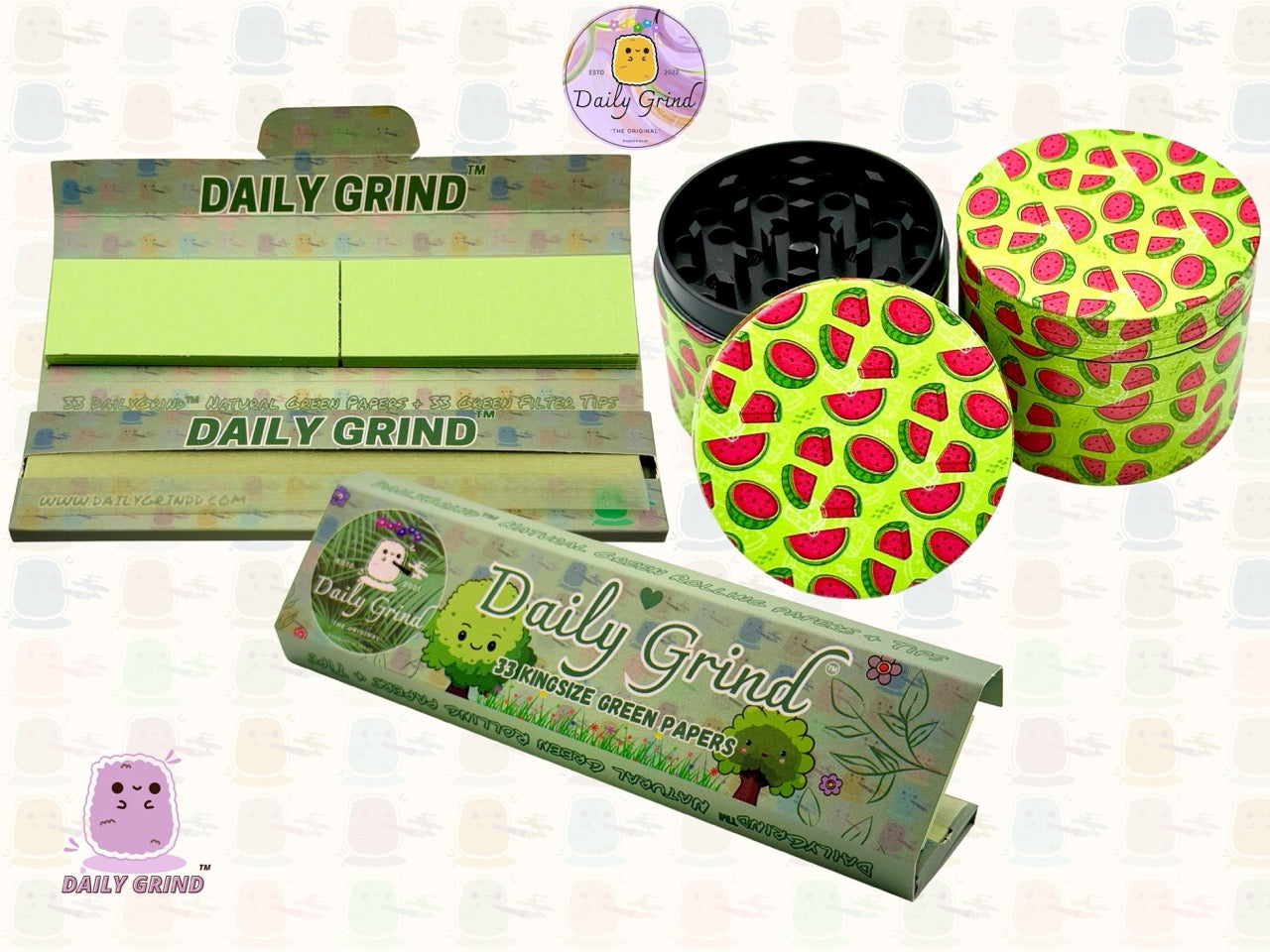 Conception mignonne de dessin animé de pastèque de bonbons de fruits - 50mm 4 pièces cadeau de broyeur d'herbes en métal de haute qualité 