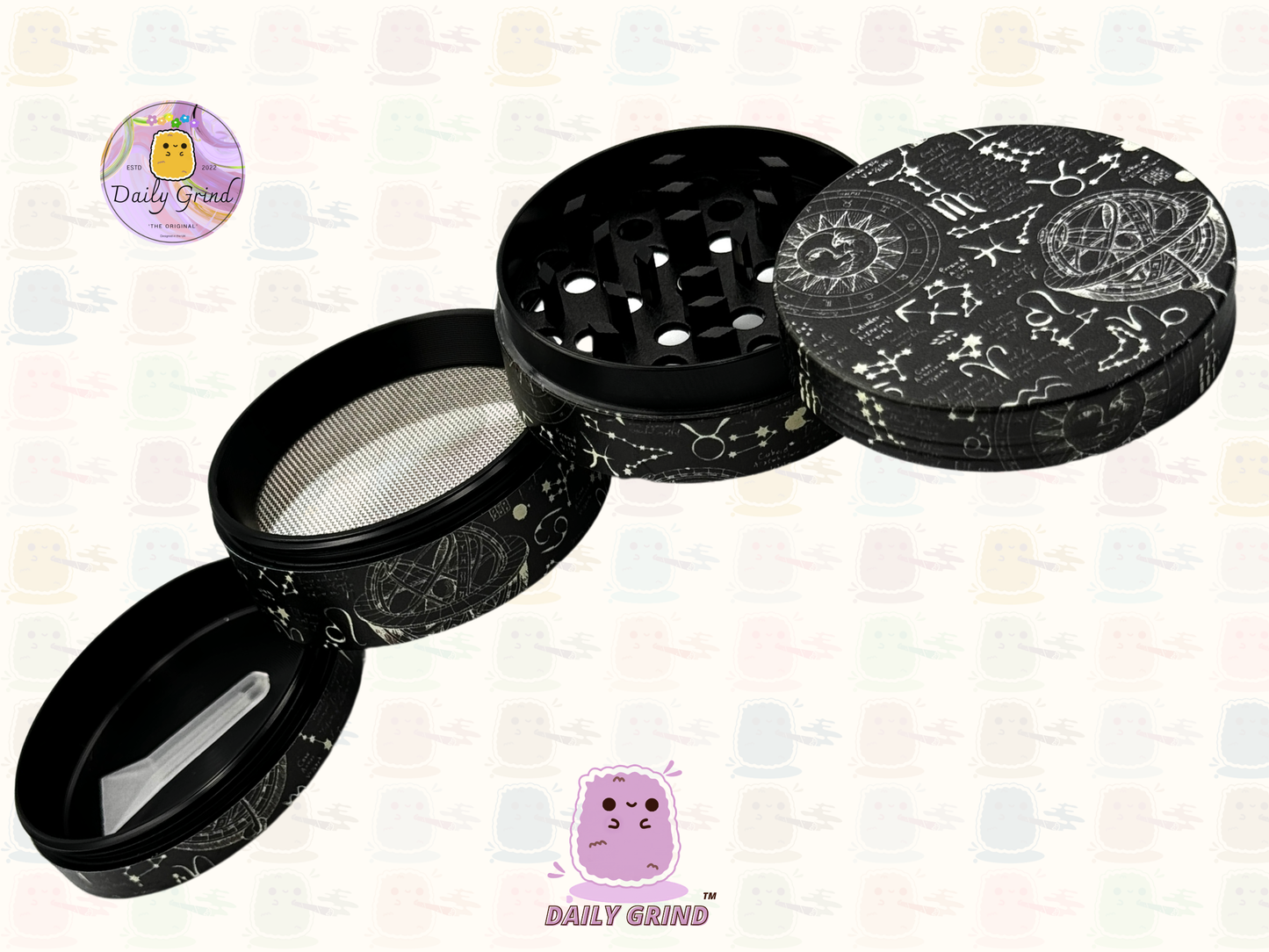 Motif Trippy coloré ondulé liquide Hallucination 50mm 4 pièces haute qualité personnalisé métal herbe broyeur cadeau 