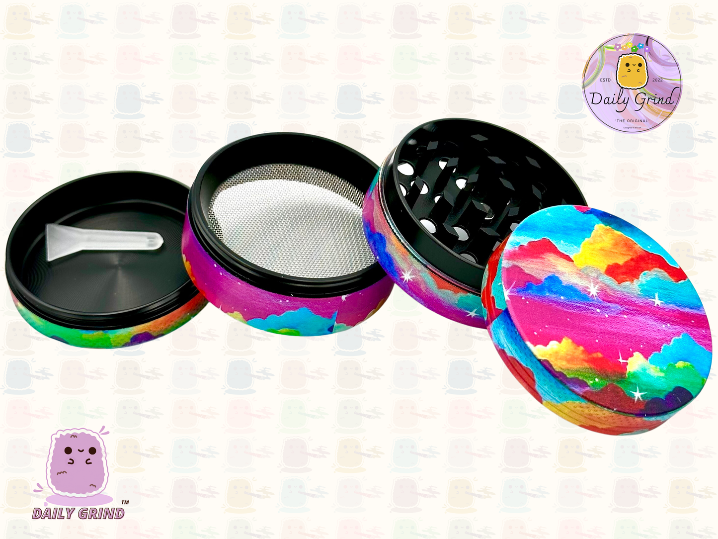 Nuages ​​colorés bel art-50mm 4 pièces cadeau de broyeur d'herbes en métal personnalisé de haute qualité