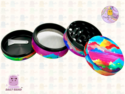 Nuages ​​colorés bel art-50mm 4 pièces cadeau de broyeur d'herbes en métal personnalisé de haute qualité