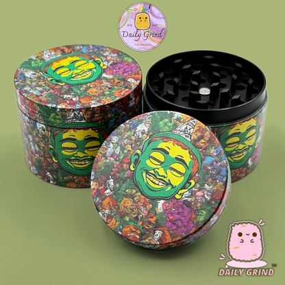 Motif Trippy coloré ondulé liquide Hallucination 50mm 4 pièces haute qualité personnalisé métal herbe broyeur cadeau 