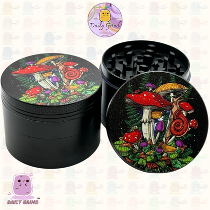 Variétés de champignons et fougères de dessins animés mignons de 50mm, broyeur d'herbes en métal de haute qualité en 4 parties, cadeau