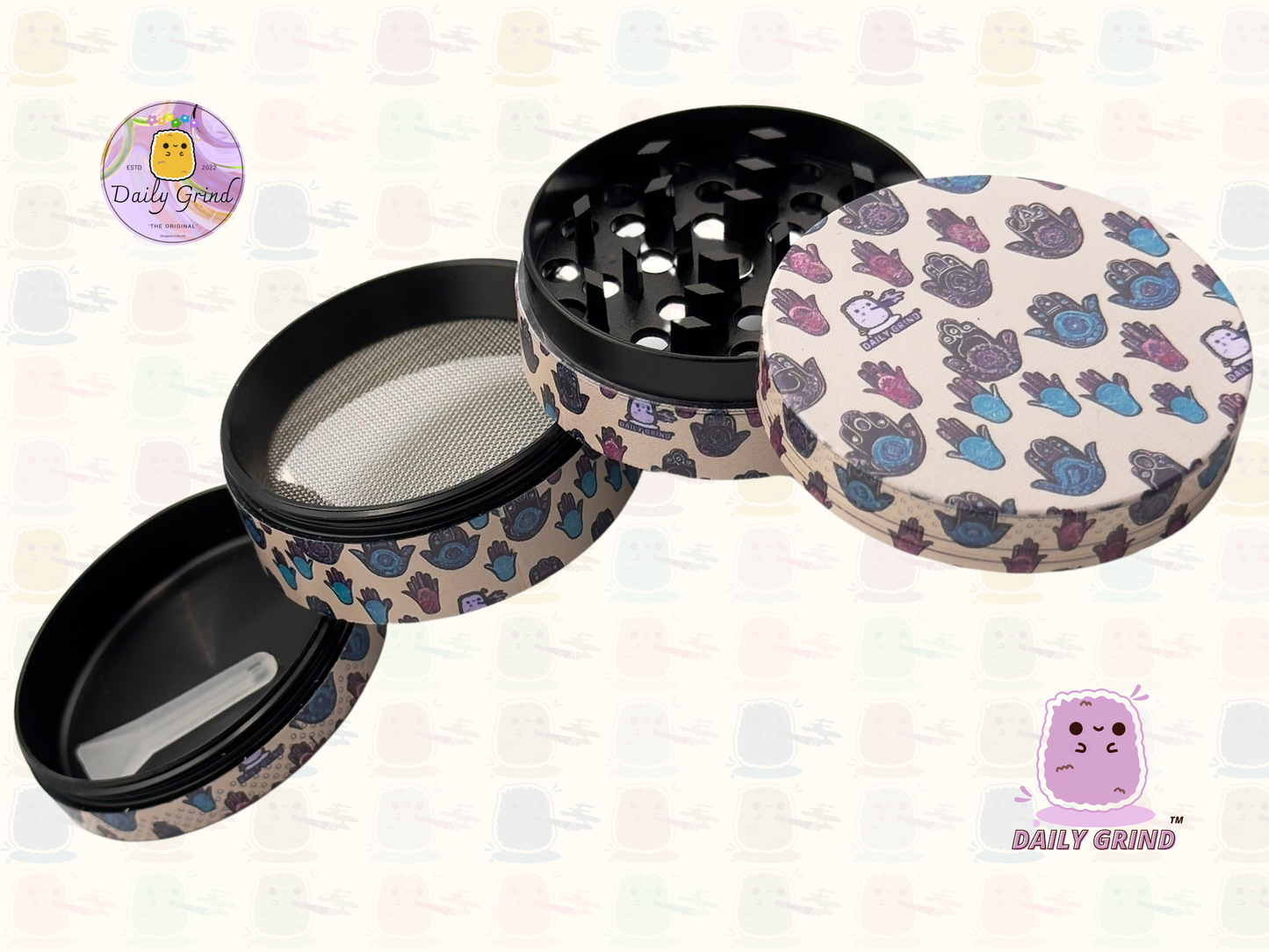 Motif Trippy coloré ondulé liquide Hallucination 50mm 4 pièces haute qualité personnalisé métal herbe broyeur cadeau 