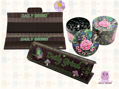 Cute Flowers and Rose - 50mm 4-Piece Premium Custom Metal Tobacco Herb Grinder Cute Gift Idea