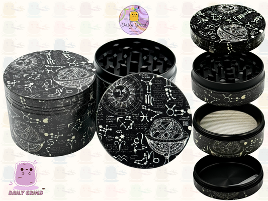 Astrology Chalkboard Theory - 50mm 4-Piece High Quality Custom Metal Tobacco Herb Grinder Gift Idea