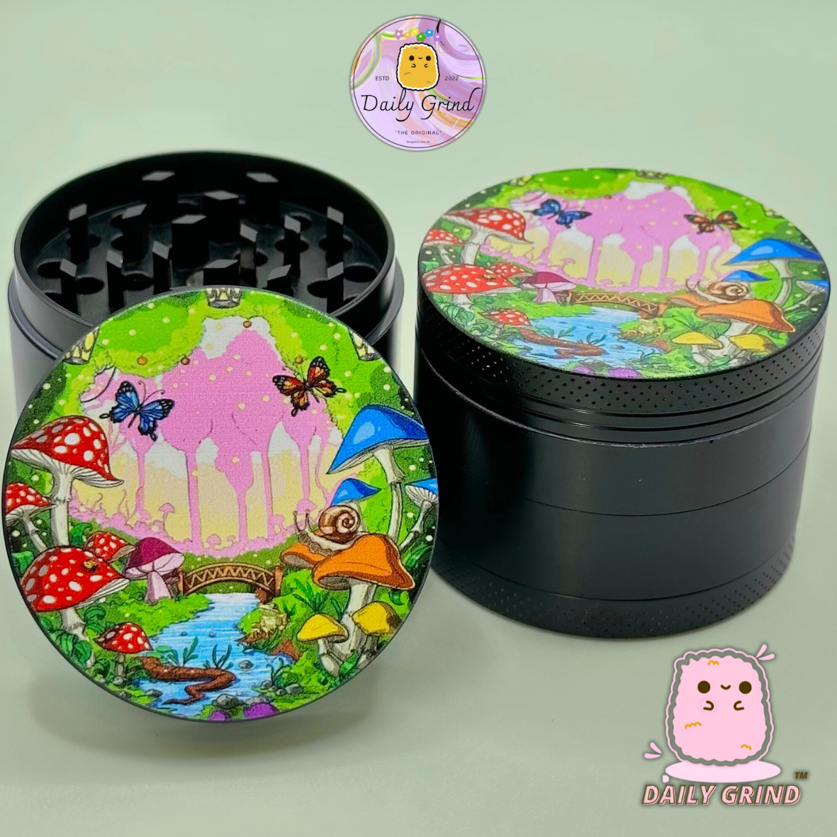 Mignons papillons de champignons de forêt de forêt - 50mm 4 pièces cadeau de broyeur d'herbes en métal de haute qualité 
