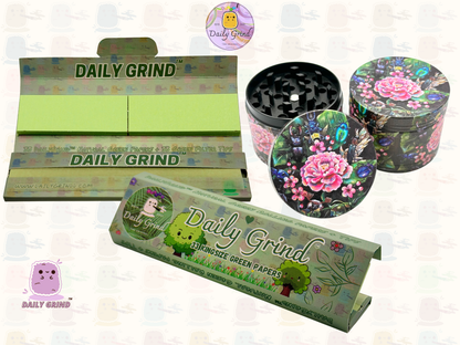 Cute Flowers and Rose - 50mm 4-Piece Premium Custom Metal Tobacco Herb Grinder Cute Gift Idea
