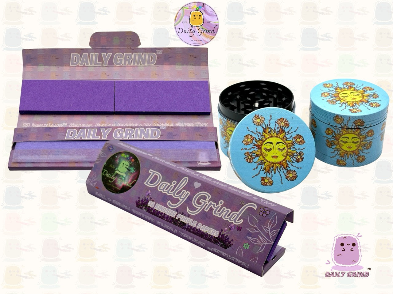 50mm Mignon Soleil et Fleur Joyeux Tournesol Énergie Calme - 4 parties Broyeur d'herbes en métal de haute qualité Cadeau 