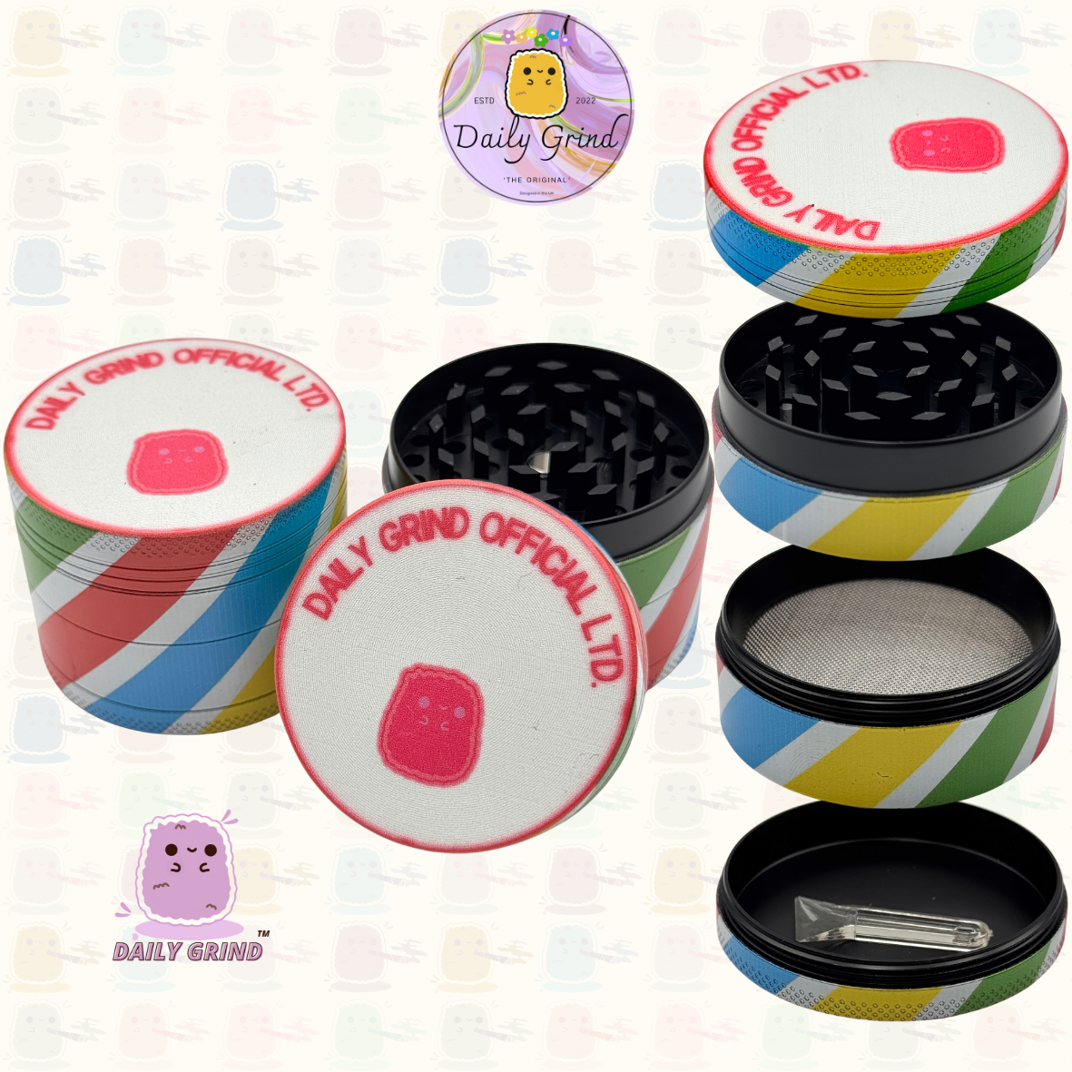 Mignon œil de cristal coloré Trippy 50mm 4 pièces de haute qualité personnalisé broyeur d'herbes en métal cadeau 
