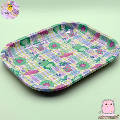 Cute Green Frog Pattern - 14x18cm Metal Tray Surface for Bits & Pieces Trinkets Gift
