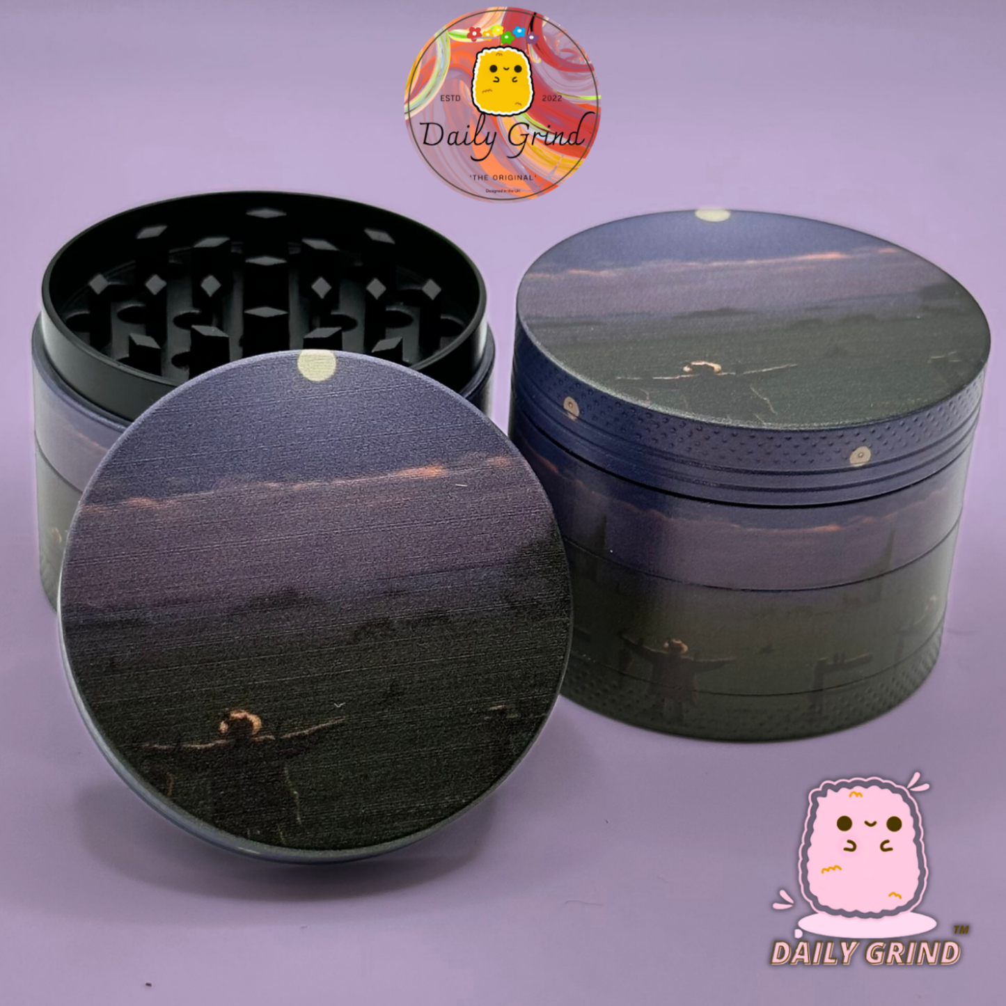 Magnifique épouvantail d'œuvres d'art de terres agricoles au coucher du soleil dans la soirée d'été crépusculaire - 50 mm 4 pièces de haute qualité en métal broyeur d'herbes cadeau 