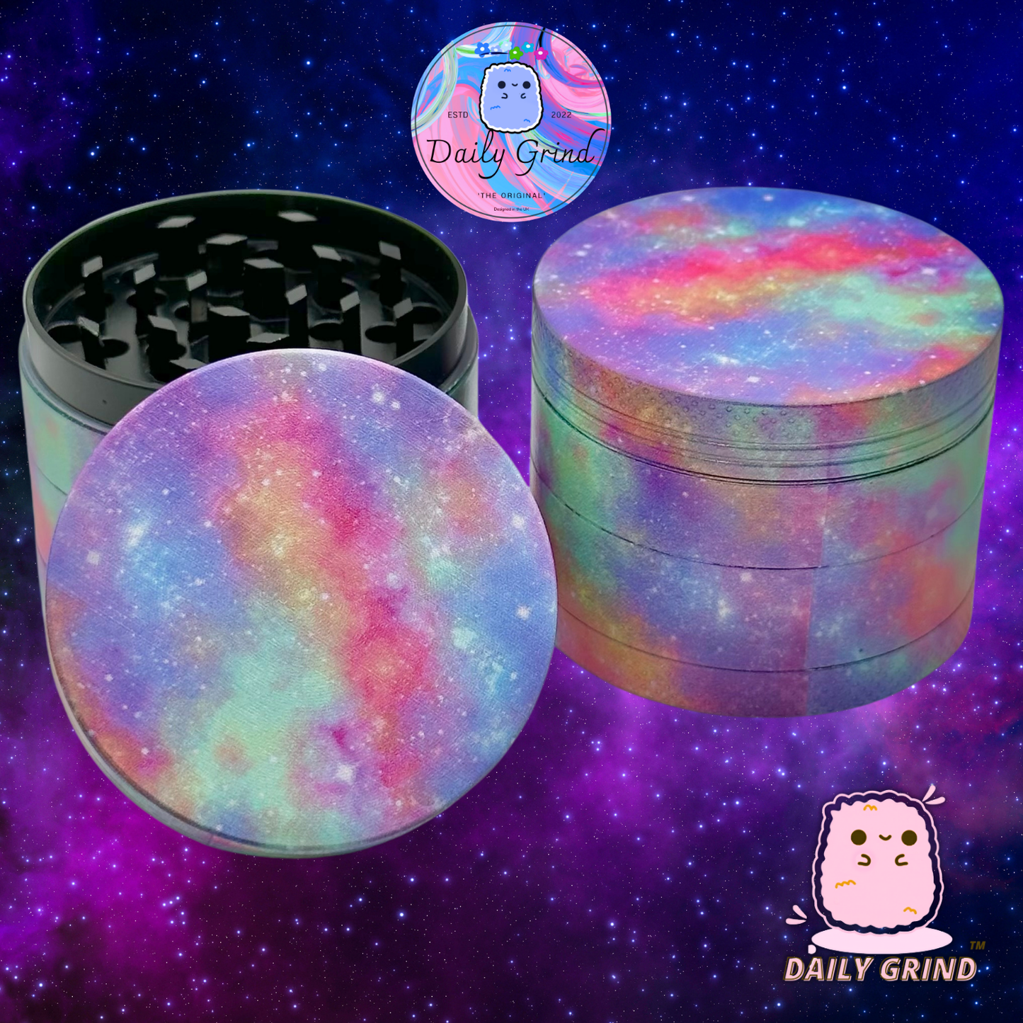 Voie lactée colorée galaxie mignonne 50mm 4 pièces cadeau de broyeur d'herbes en métal personnalisé de haute qualité 
