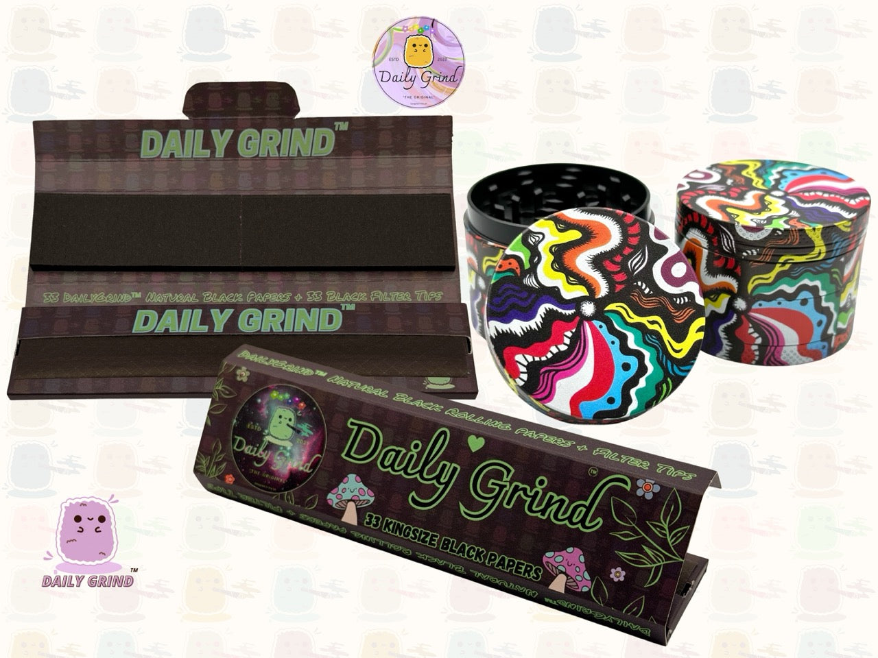 Motif Trippy coloré ondulé liquide Hallucination 50mm 4 pièces haute qualité personnalisé métal herbe broyeur cadeau 